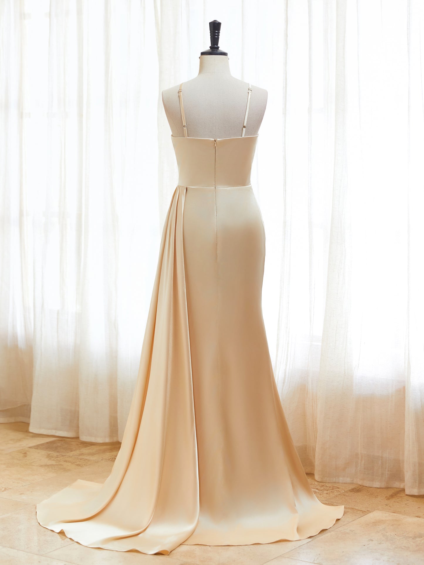 One Shoulder Prom Dresses 2025 Satin Mermaid Ruched Bridesmaid Dress with Side Train