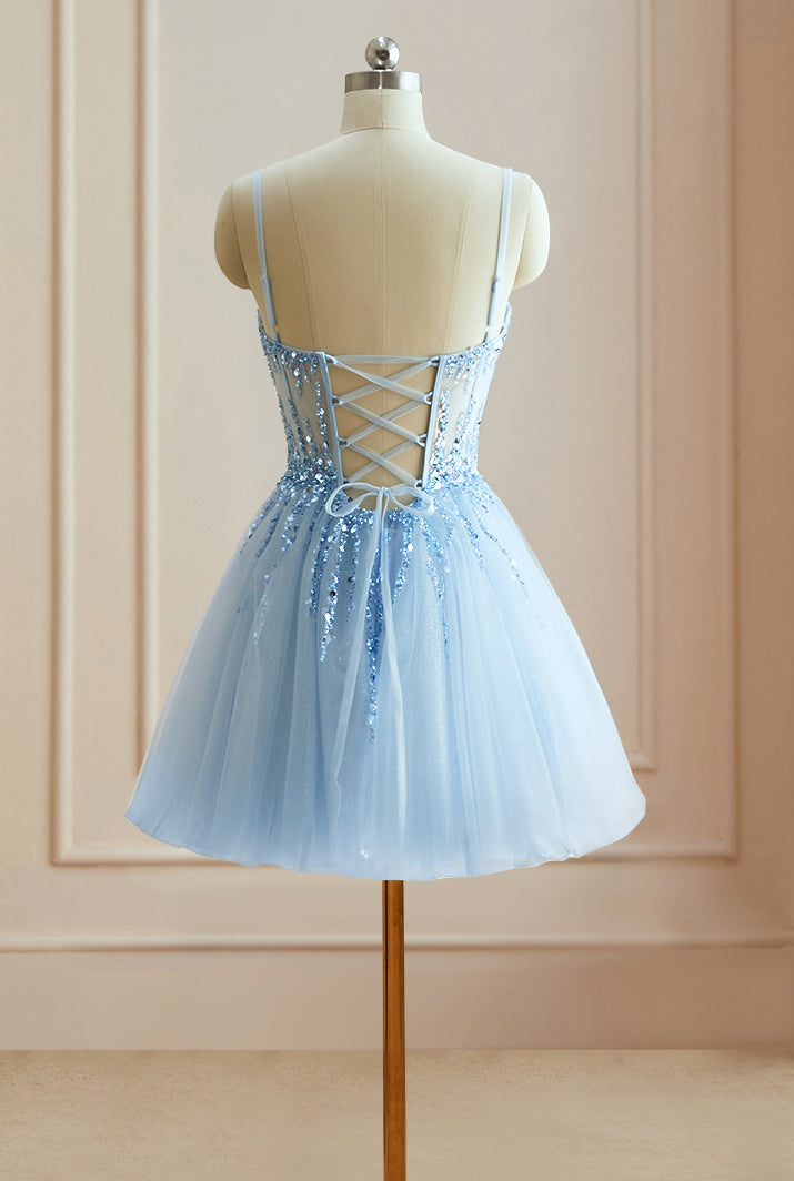 Tulle Homecoming Dresses 2025 Prom Dresses Short Sparkly Beaded Formal Party Gowns