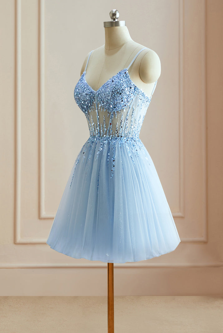 Tulle Homecoming Dresses 2025 Prom Dresses Short Sparkly Beaded Formal Party Gowns