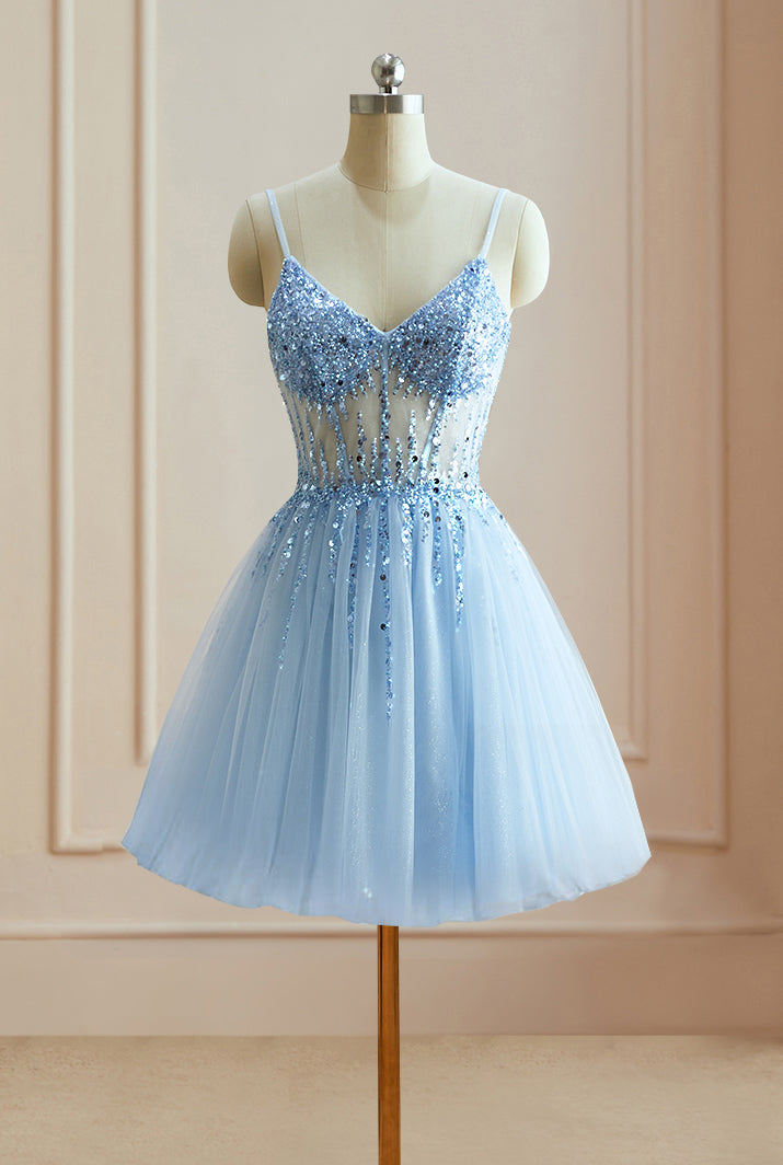 Tulle Homecoming Dresses 2025 Prom Dresses Short Sparkly Beaded Formal Party Gowns