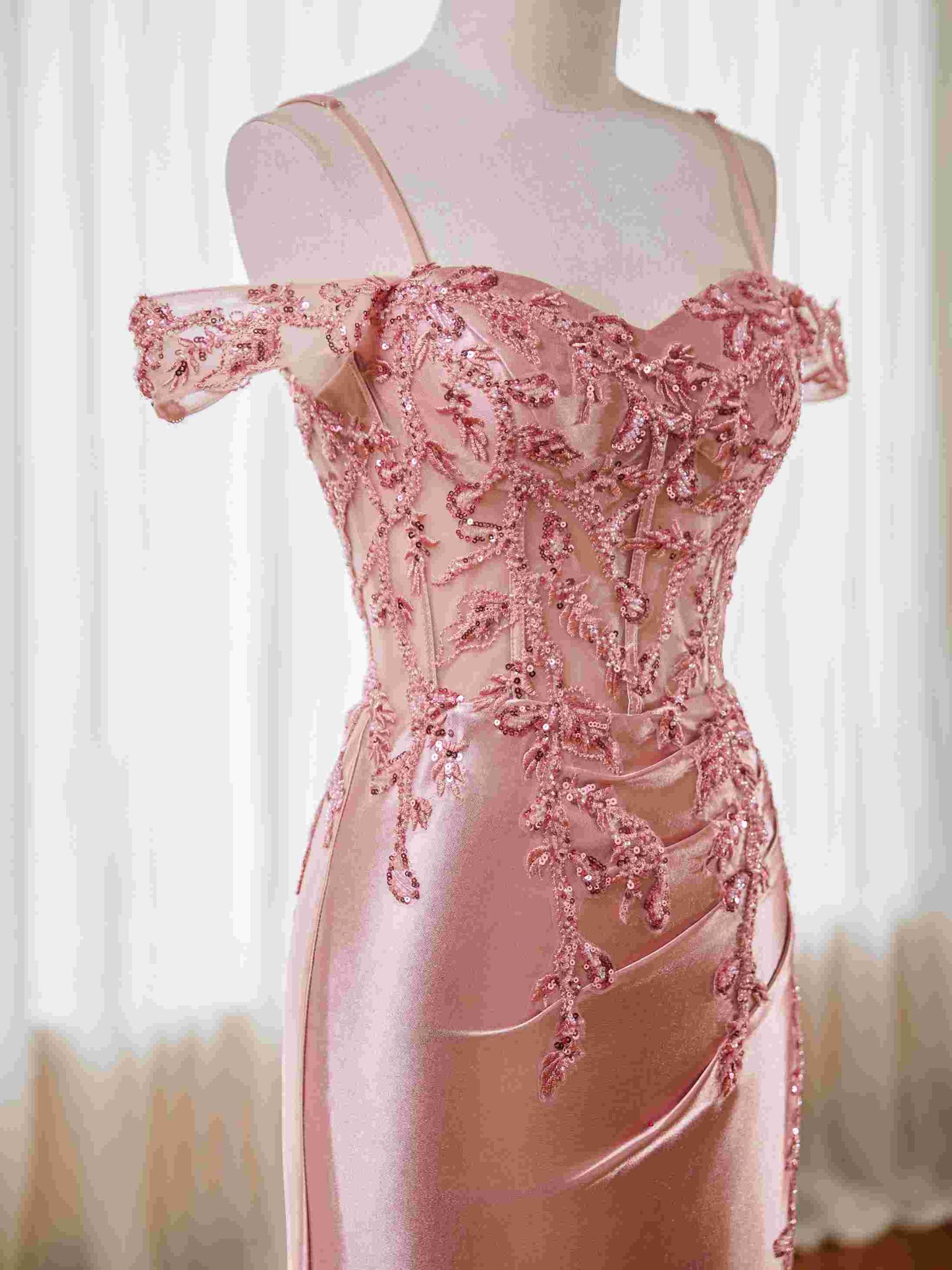 Mermaid Satin Prom Dresses 2025 Lace Applique Off Shoulder Formal Evening Gown with Slit