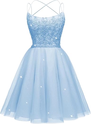 Tulle Homecoming Dresses 2025 Sparkly Short Prom Dresses Spaghetti Straps A-line HOCO Dresses