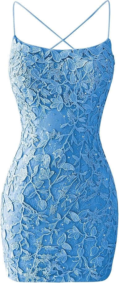 Lace Homecoming Dresses for Teens Tight Short Prom Dress Spaghetti Straps Cocktail Party Dresses
