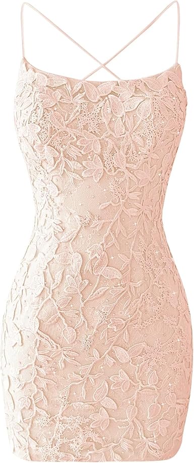 Lace Homecoming Dresses for Teens Tight Short Prom Dress Spaghetti Straps Cocktail Party Dresses