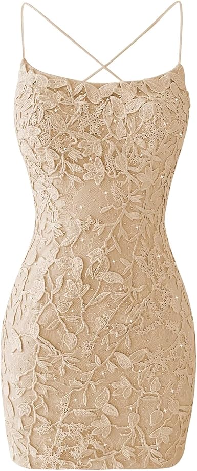 Lace Homecoming Dresses for Teens Tight Short Prom Dress Spaghetti Straps Cocktail Party Dresses