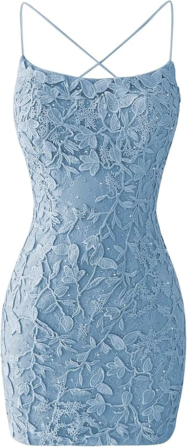 Lace Homecoming Dresses for Teens Tight Short Prom Dress Spaghetti Straps Cocktail Party Dresses