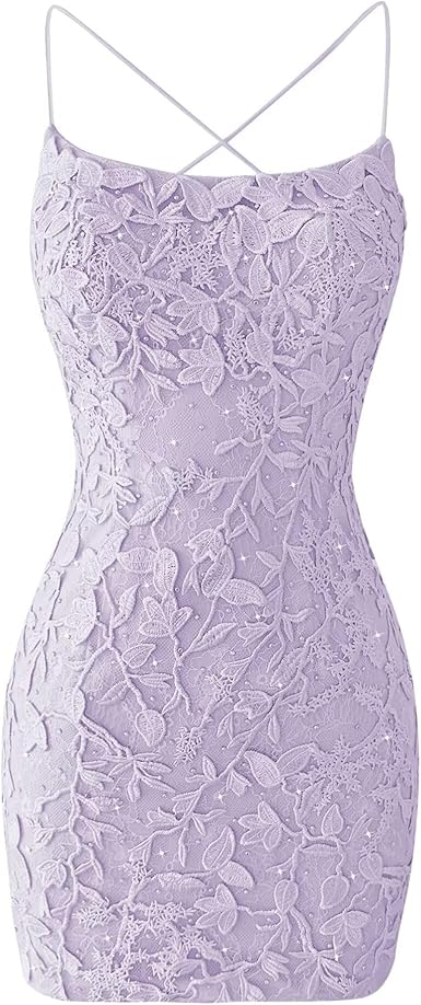 Lace Homecoming Dresses for Teens Tight Short Prom Dress Spaghetti Straps Cocktail Party Dresses
