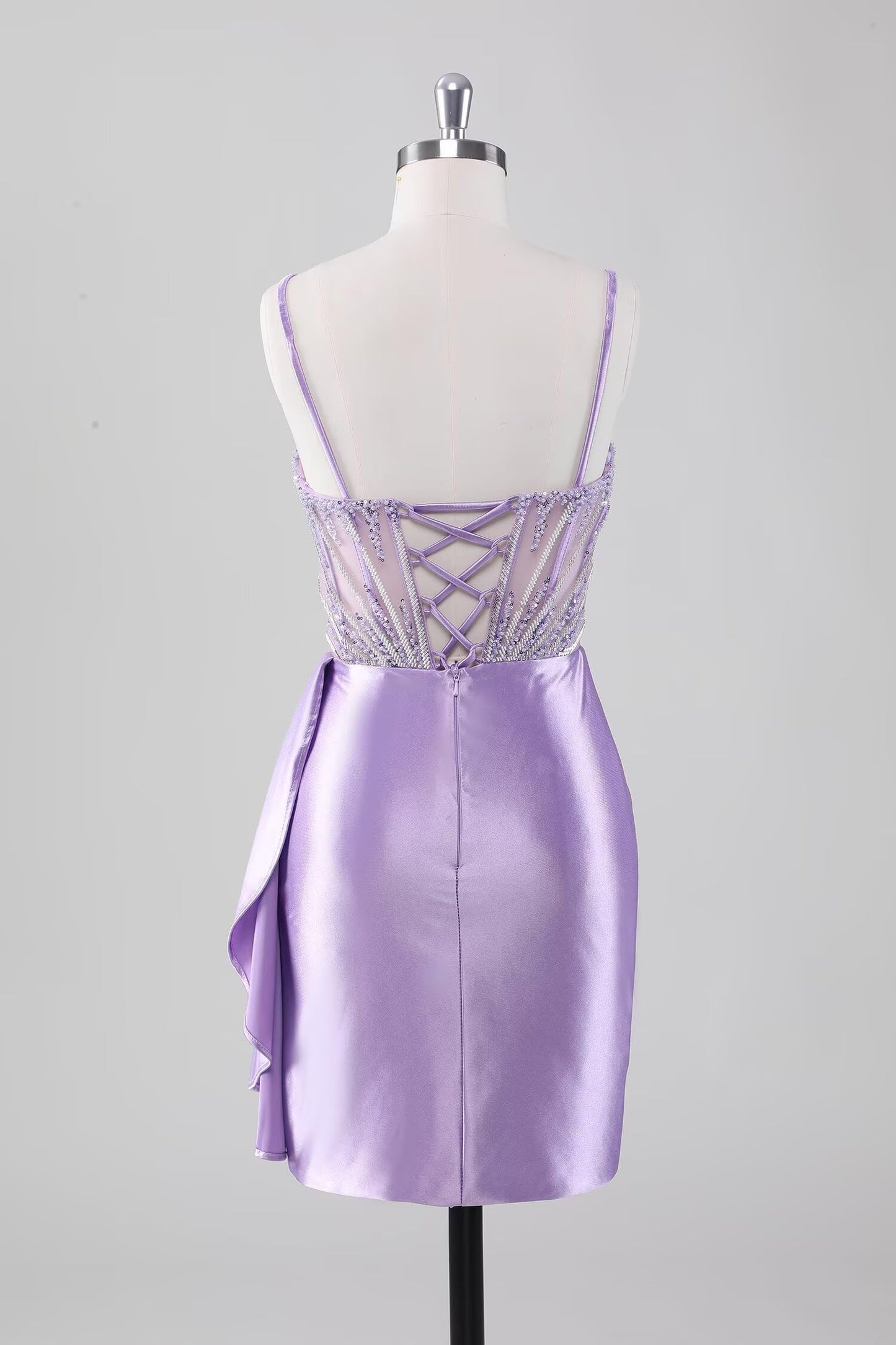 Sweetheart Satin Homecoming Dresses Tight Beaded Ruched Short Formal Prom Party Dress