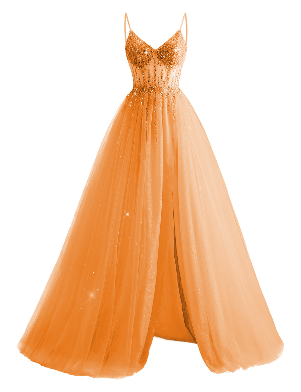 Tulle Prom Dresses for Teens 2025 Spaghetti Straps Long Ball Gown with Slit