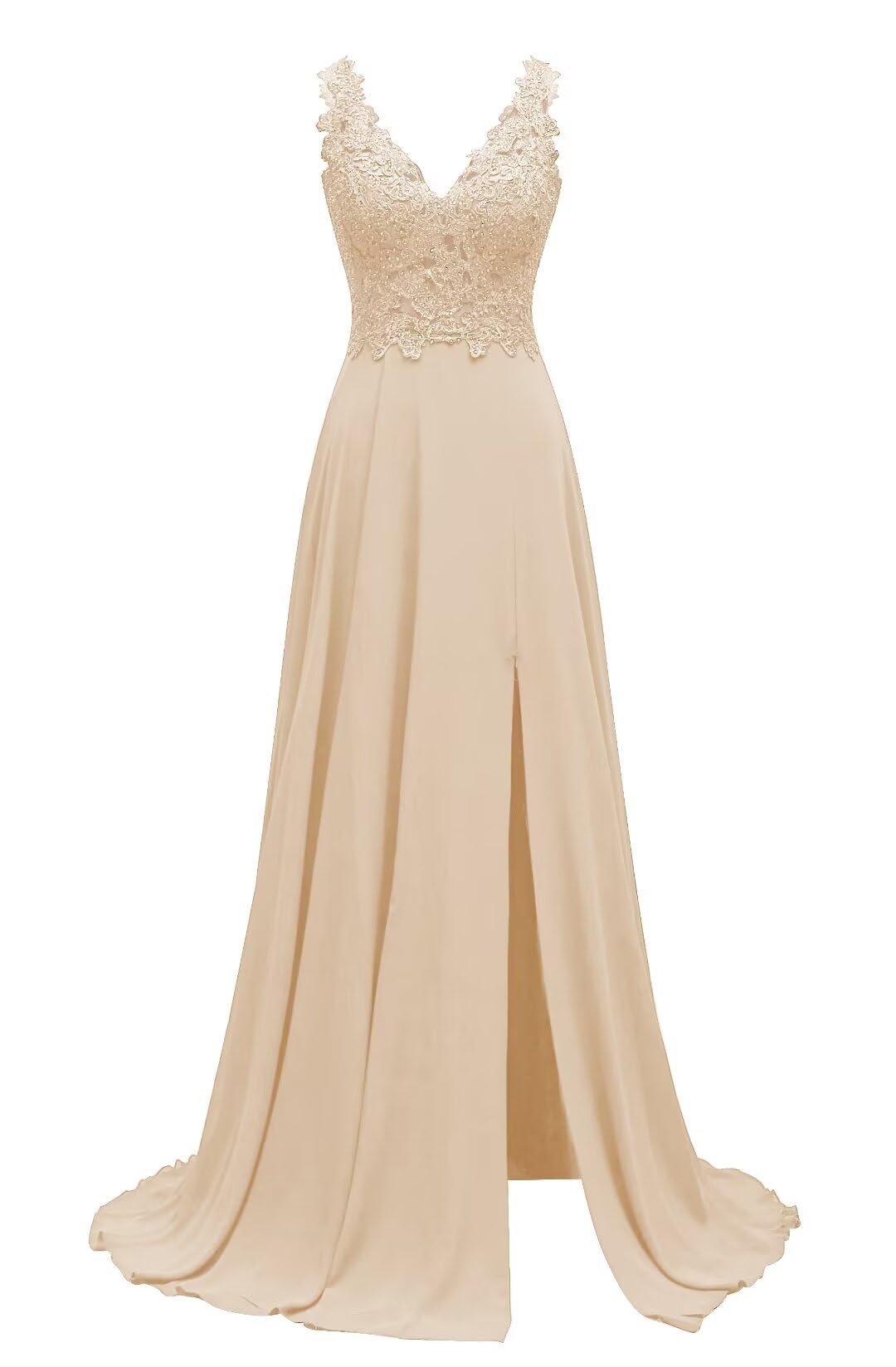 Lace Appliques Chiffon Bridesmaid Dresses 2025 Long Beaded Prom Dress A Line Formal Party Evening Gowns with Slit for Women