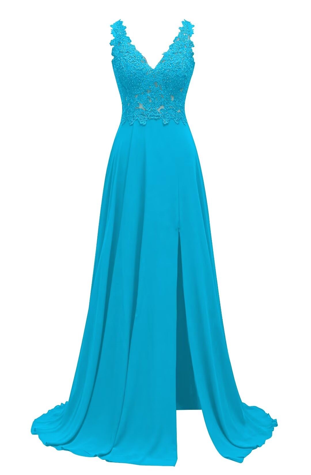 Lace Appliques Chiffon Bridesmaid Dresses 2025 Long Beaded Prom Dress A Line Formal Party Evening Gowns with Slit for Women
