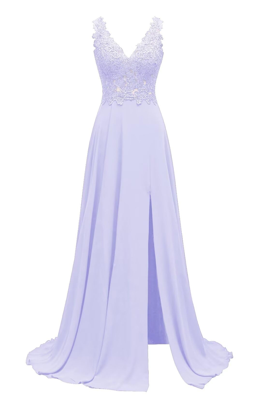 Lace Appliques Chiffon Bridesmaid Dresses 2025 Long Beaded Prom Dress A Line Formal Party Evening Gowns with Slit for Women