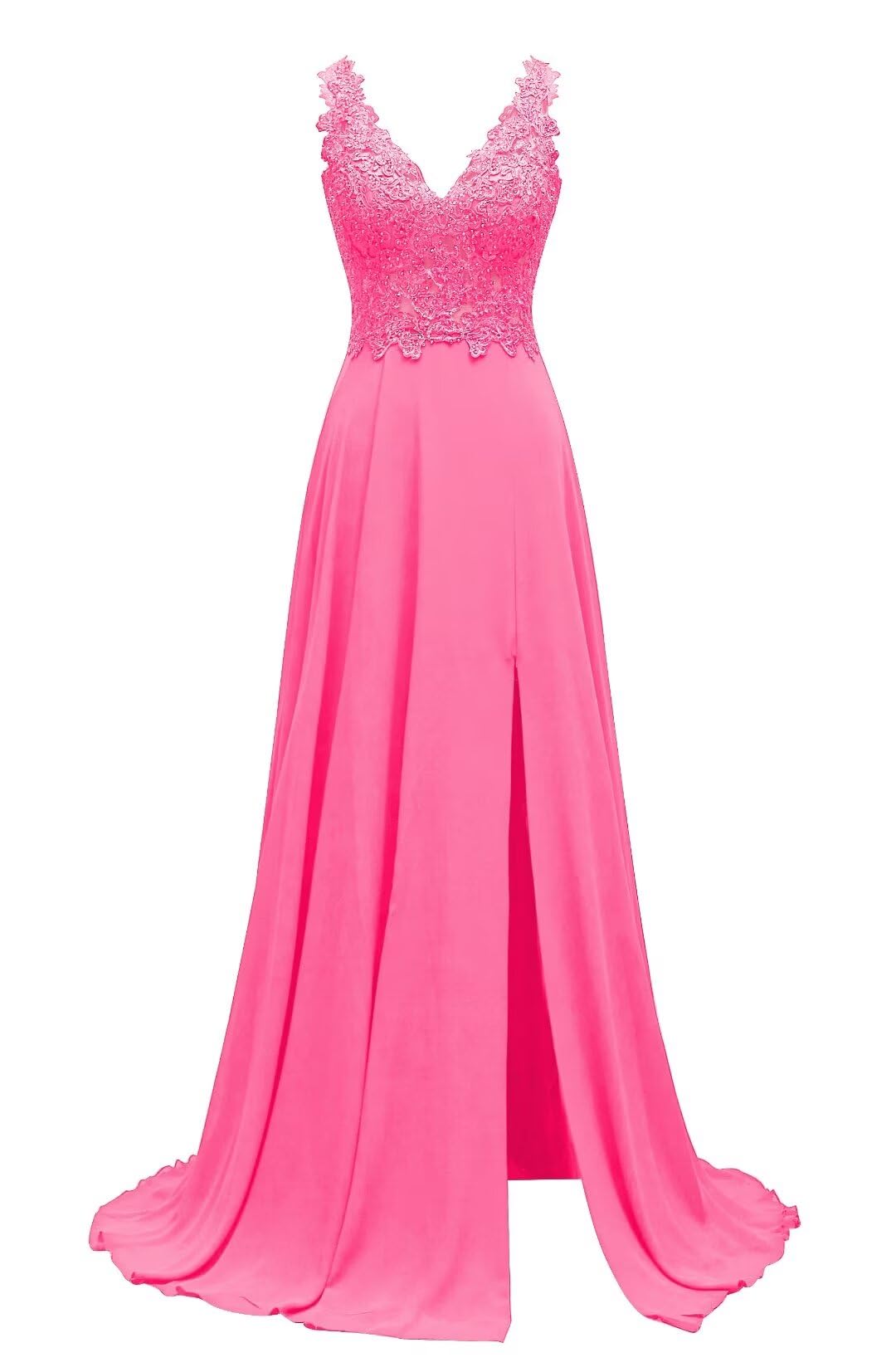 Lace Appliques Chiffon Bridesmaid Dresses 2025 Long Beaded Prom Dress A Line Formal Party Evening Gowns with Slit for Women