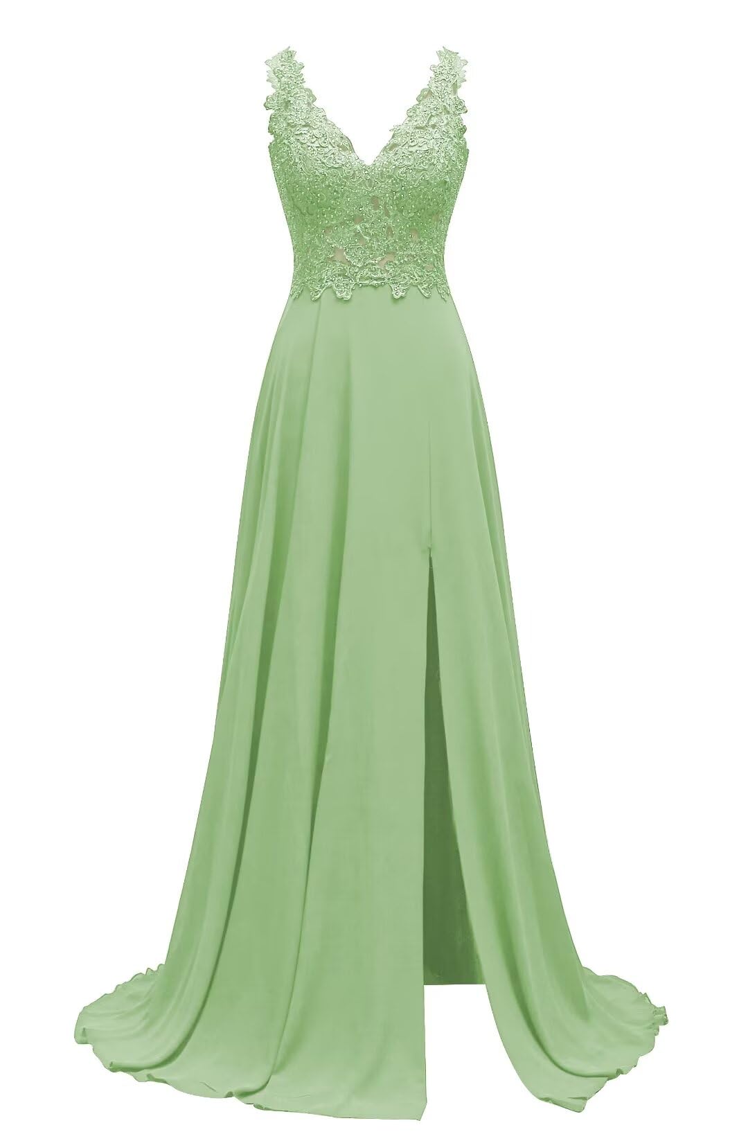 Lace Appliques Chiffon Bridesmaid Dresses 2025 Long Beaded Prom Dress A Line Formal Party Evening Gowns with Slit for Women