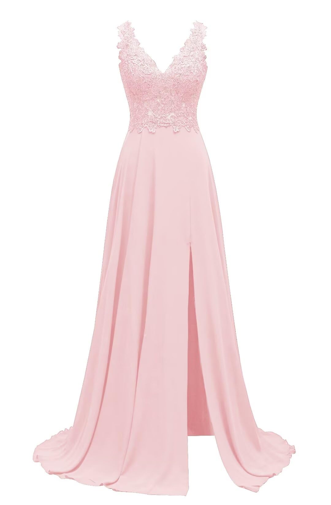 Lace Appliques Chiffon Bridesmaid Dresses 2025 Long Beaded Prom Dress A Line Formal Party Evening Gowns with Slit for Women