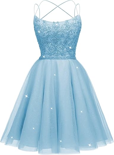 Tulle Homecoming Dresses 2025 Sparkly Short Prom Dresses Spaghetti Straps A-line HOCO Dresses