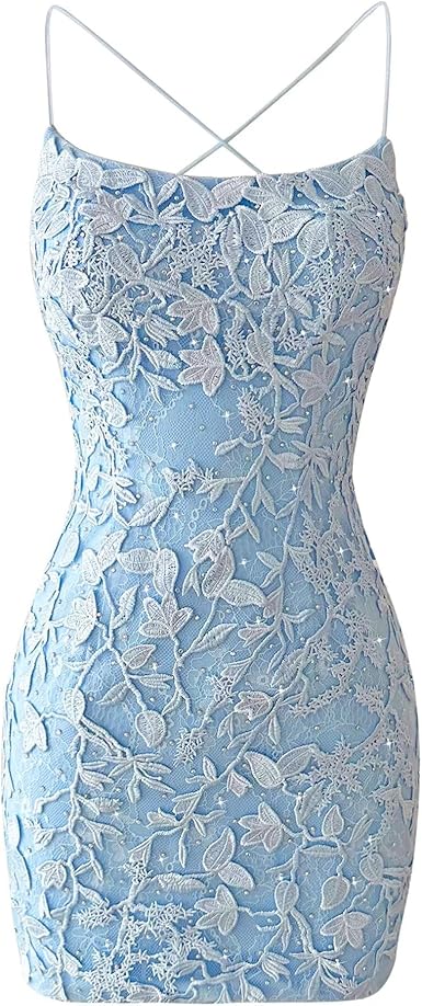 Lace Homecoming Dresses for Teens Tight Short Prom Dress Spaghetti Straps Cocktail Party Dresses