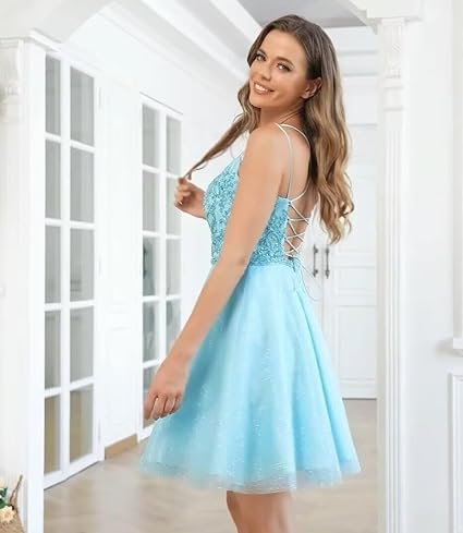 Tulle Homecoming Dresses 2025 Sparkly Short Prom Dresses Spaghetti Straps A-line HOCO Dresses