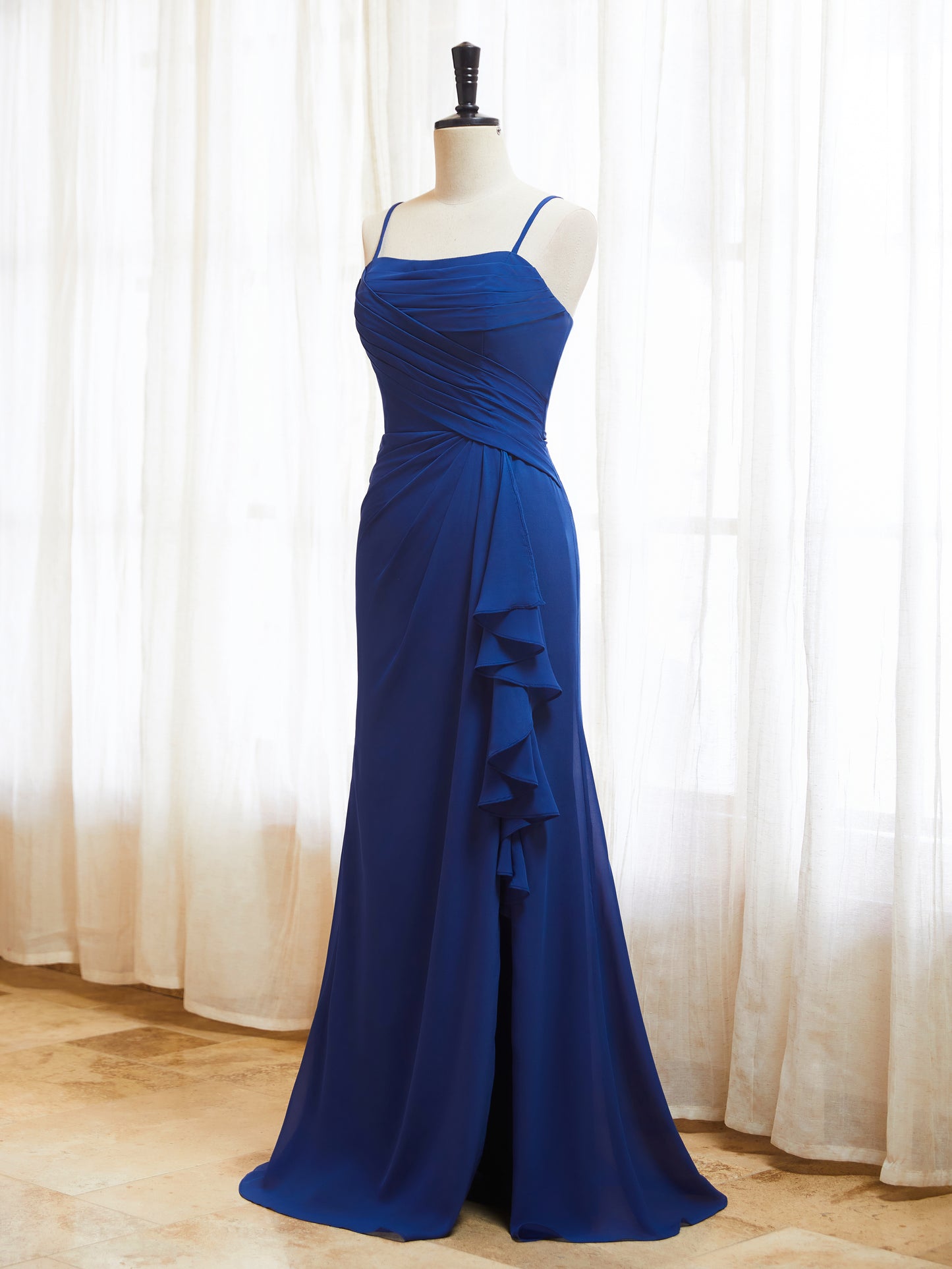 Ruffle Chiffon Bridesmaid Dresses for Women Pleated Ruched Formal Prom Party Dress