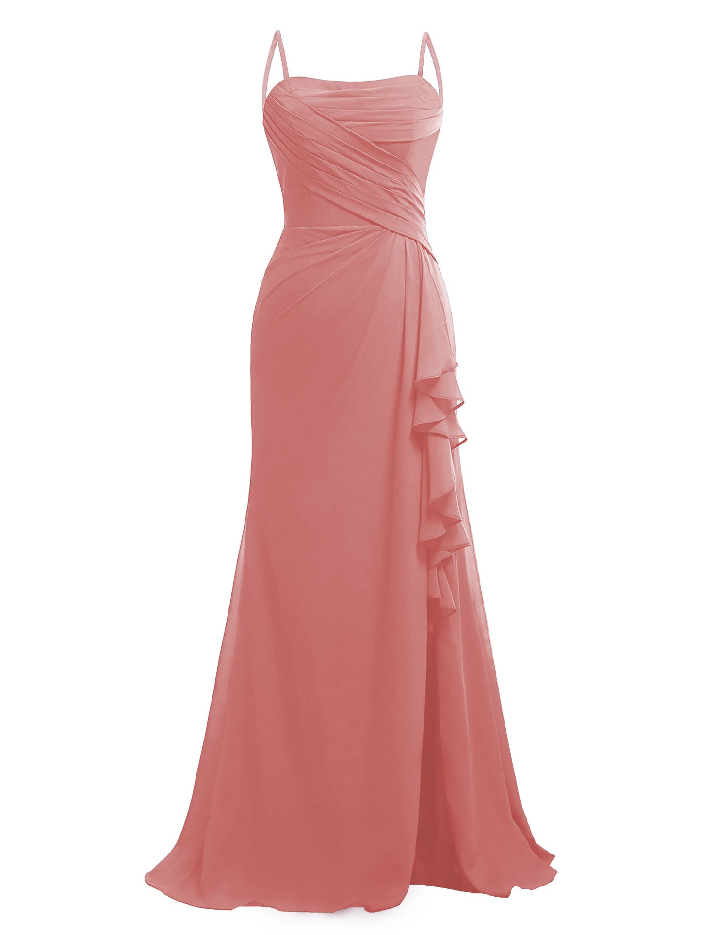 Ruffle Chiffon Bridesmaid Dresses for Women Pleated Ruched Formal Prom Party Dress