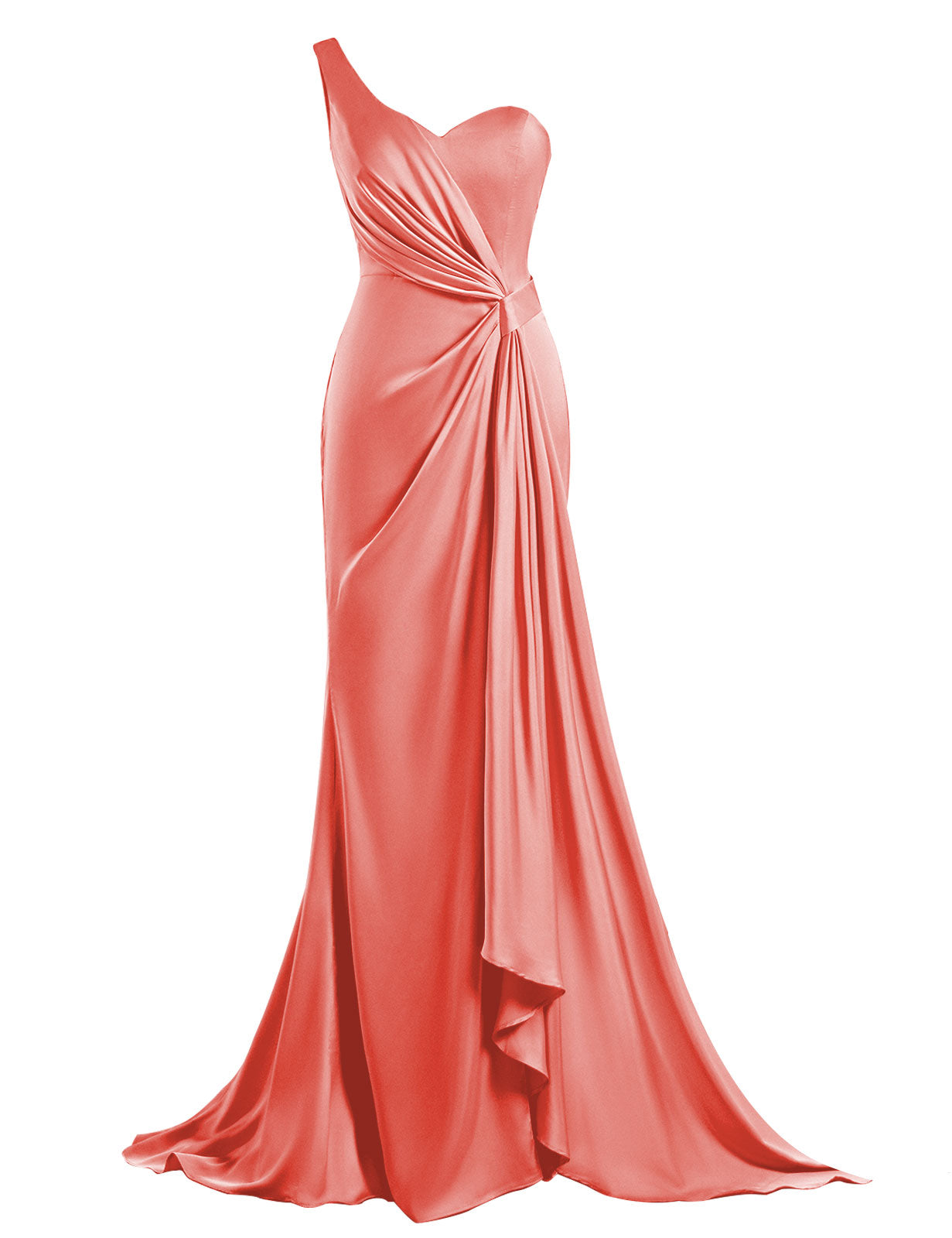 One Shoulder Bridesmaid Dresses Mermaid Satin Prom Dress 2025 Long Ruched Bodycon Evening Party Gowns with Slit