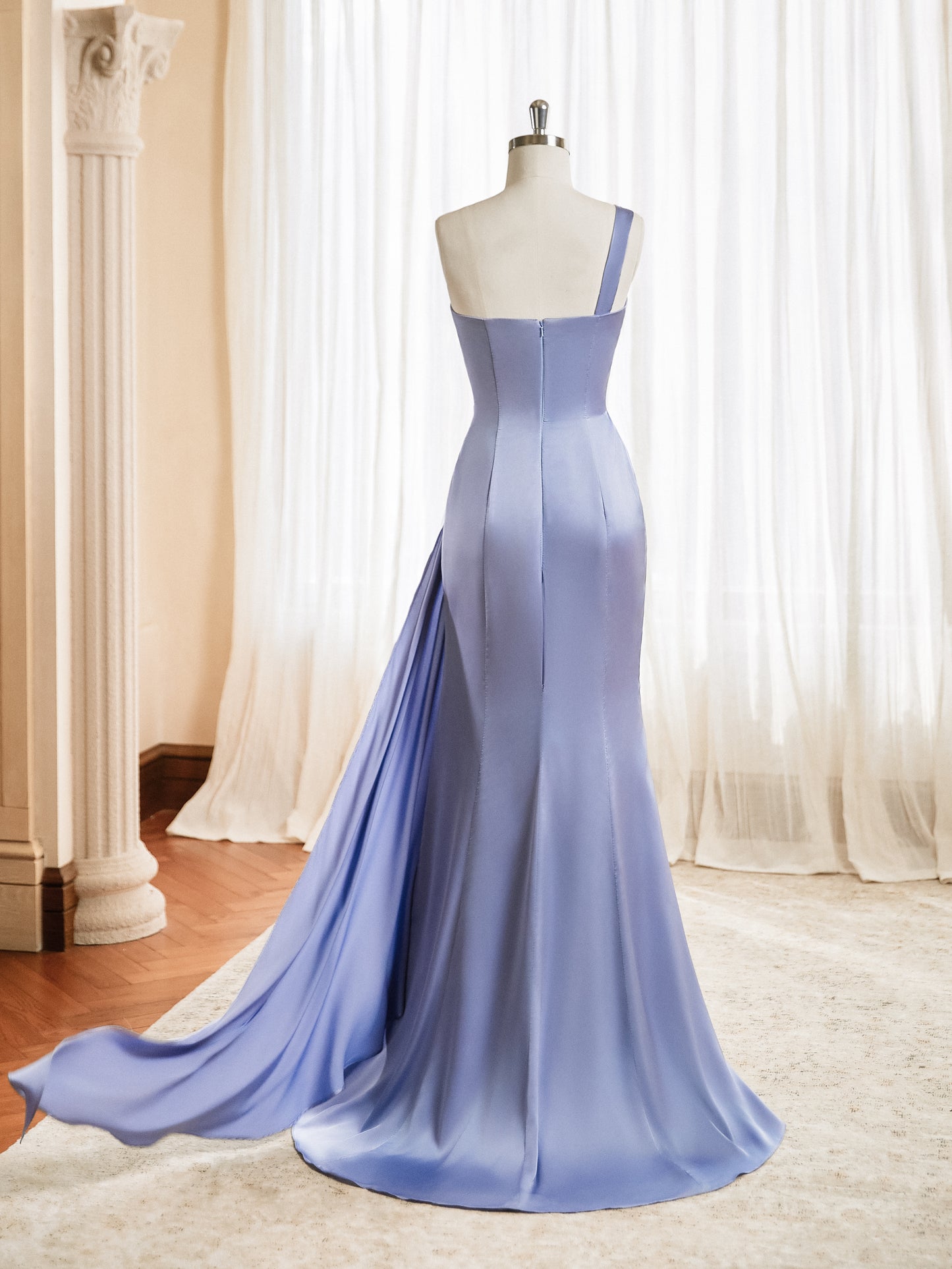 One Shoulder Bridesmaid Dresses Mermaid Satin Prom Dress 2025 Long Ruched Bodycon Evening Party Gowns with Slit