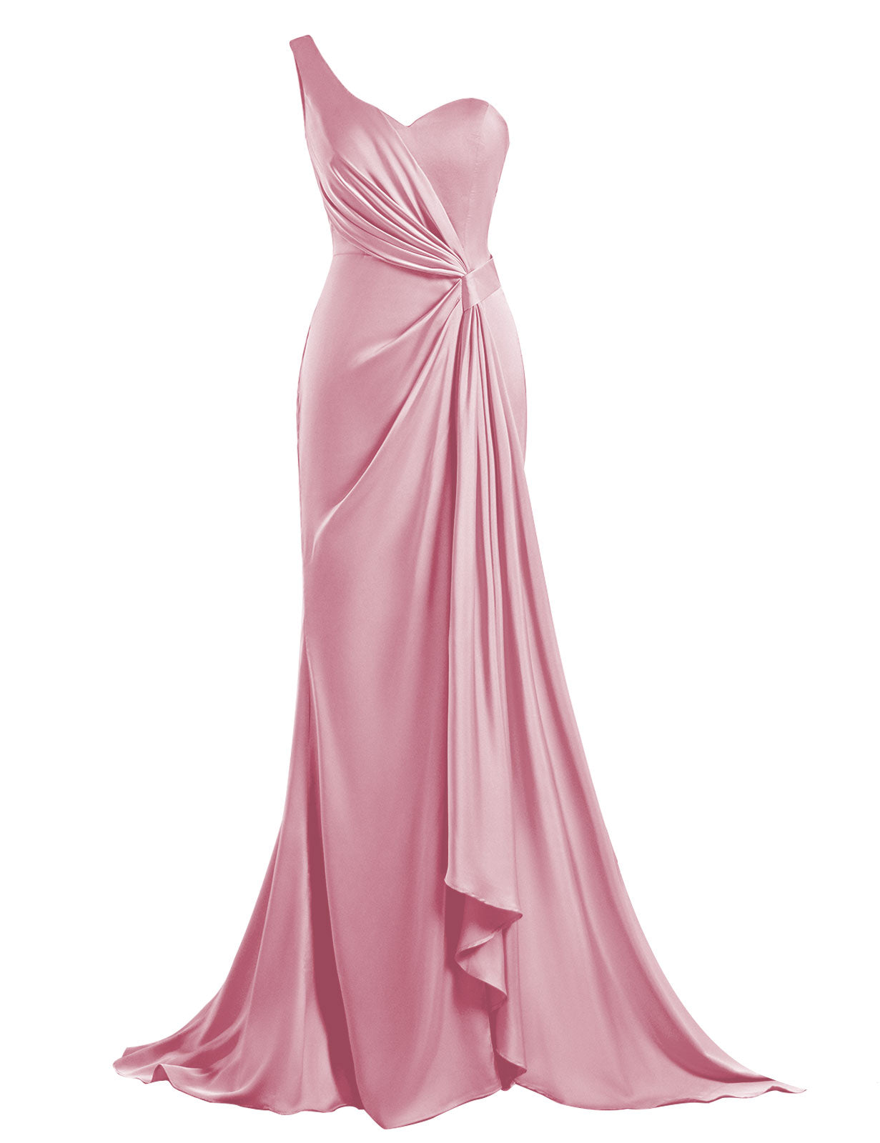 One Shoulder Bridesmaid Dresses Mermaid Satin Prom Dress 2025 Long Ruched Bodycon Evening Party Gowns with Slit