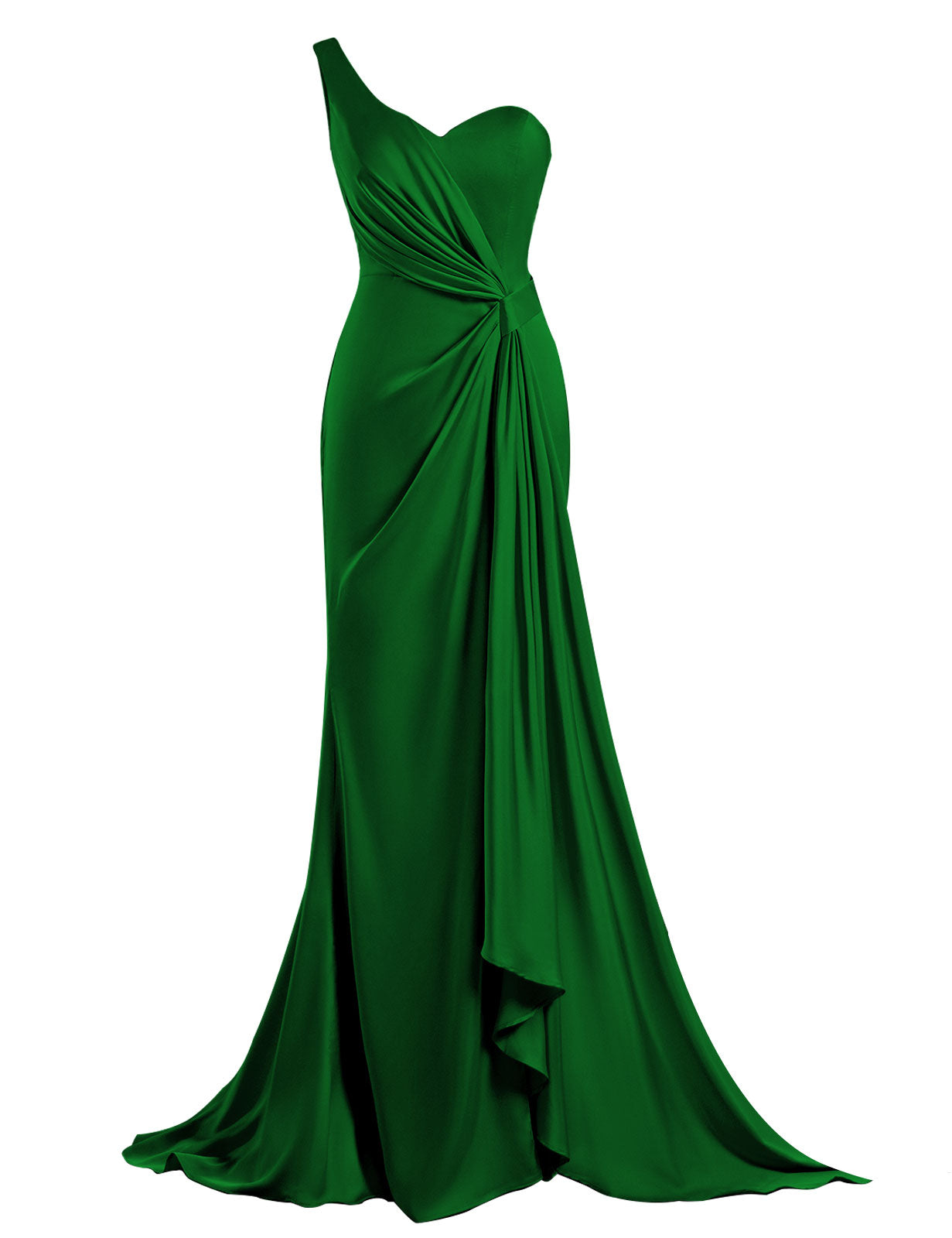 One Shoulder Bridesmaid Dresses Mermaid Satin Prom Dress 2025 Long Ruched Bodycon Evening Party Gowns with Slit