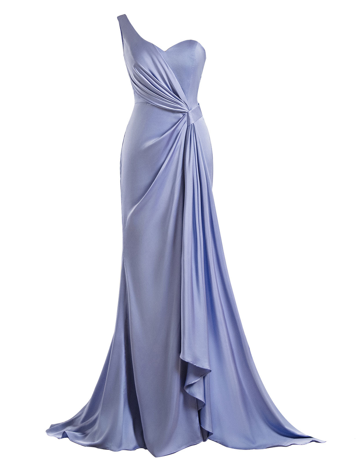 One Shoulder Bridesmaid Dresses Mermaid Satin Prom Dress 2025 Long Ruched Bodycon Evening Party Gowns with Slit