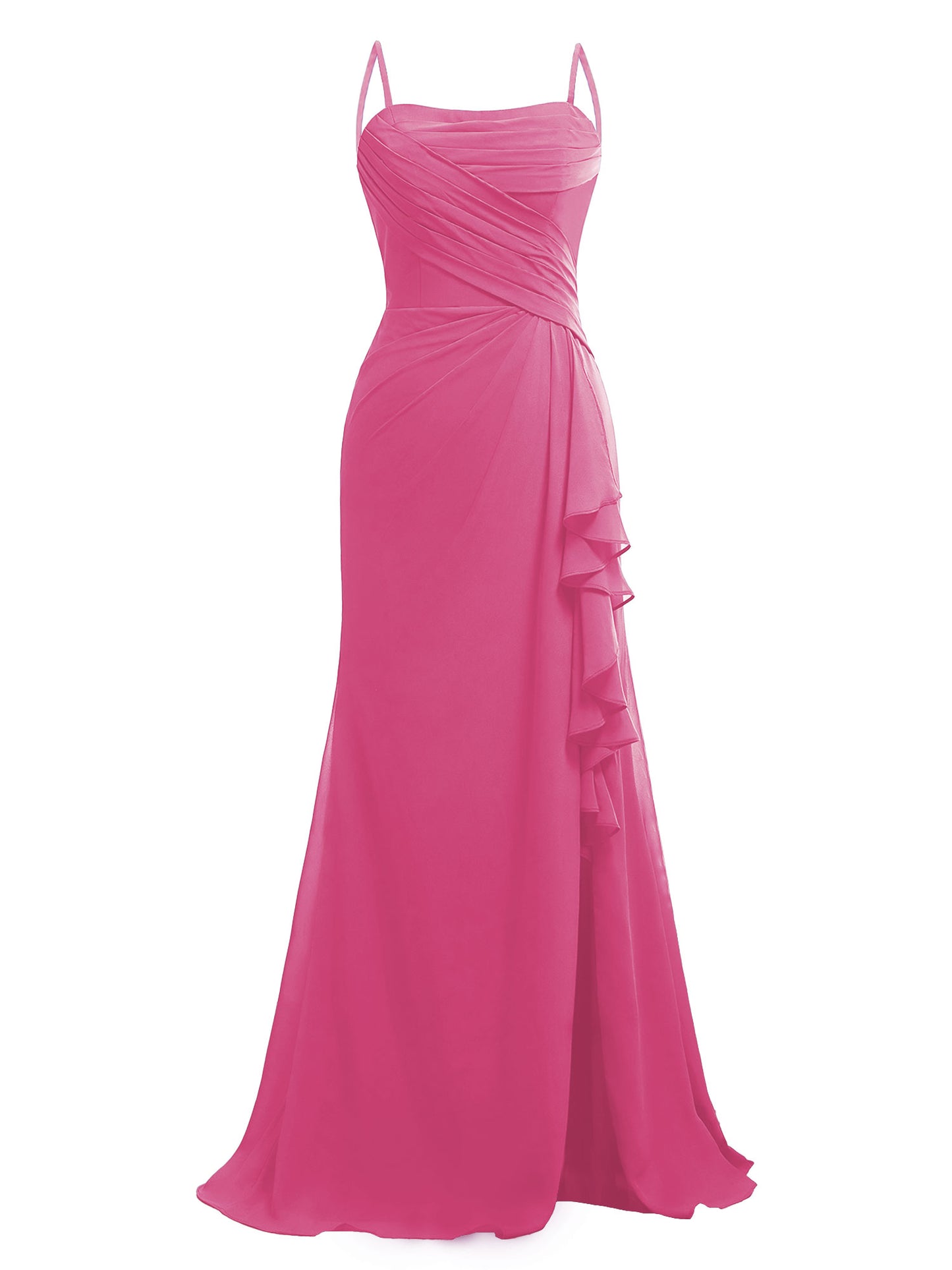 Ruffle Chiffon Bridesmaid Dresses for Women Pleated Ruched Formal Prom Party Dress