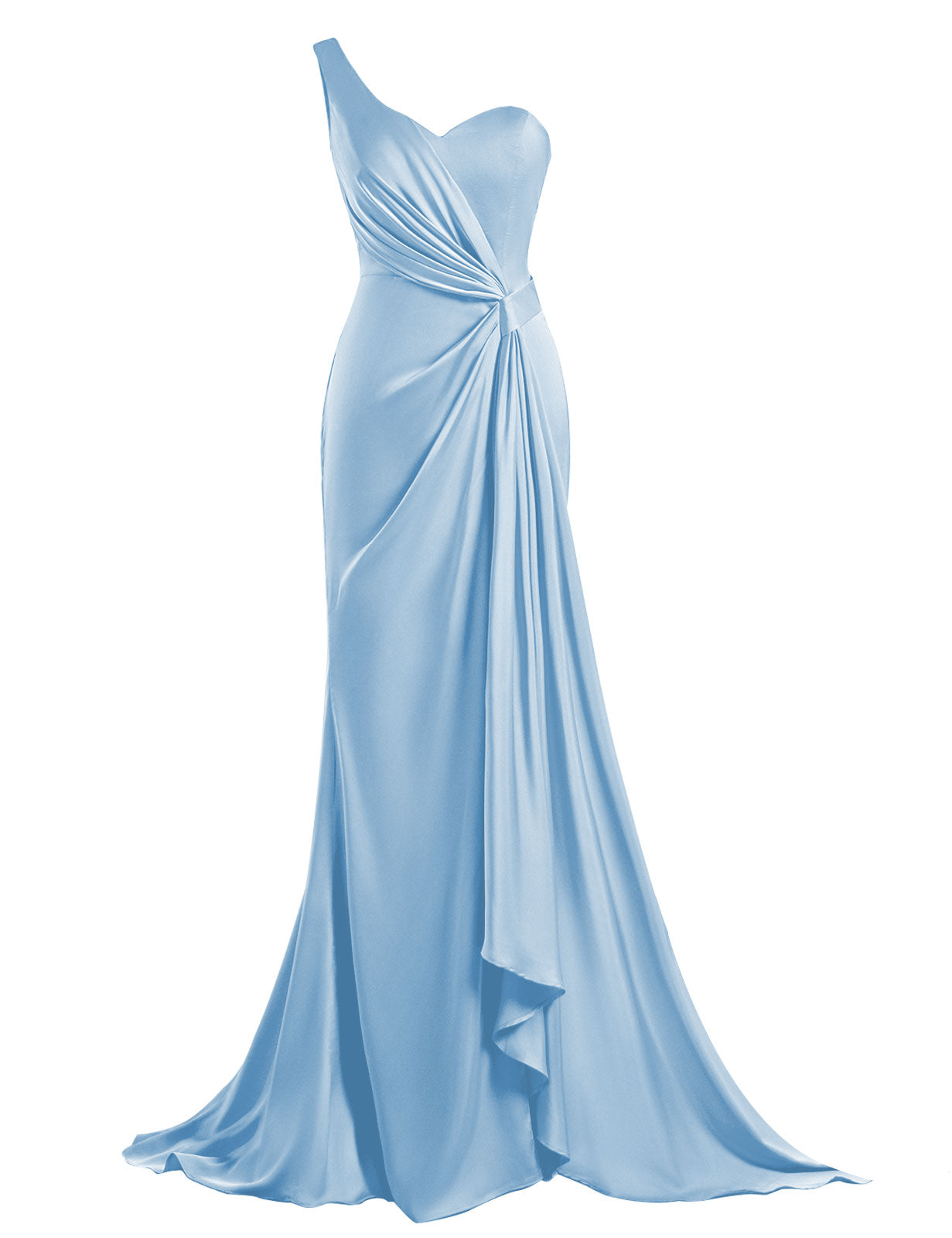 One Shoulder Bridesmaid Dresses Mermaid Satin Prom Dress 2025 Long Ruched Bodycon Evening Party Gowns with Slit