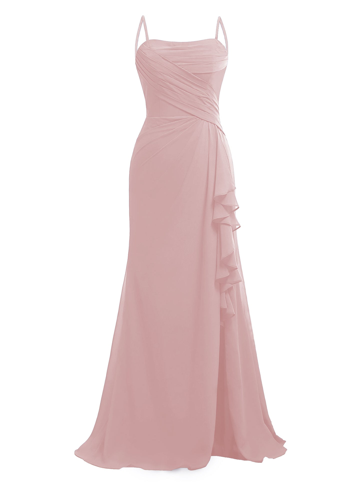 Ruffle Chiffon Bridesmaid Dresses for Women Pleated Ruched Formal Prom Party Dress