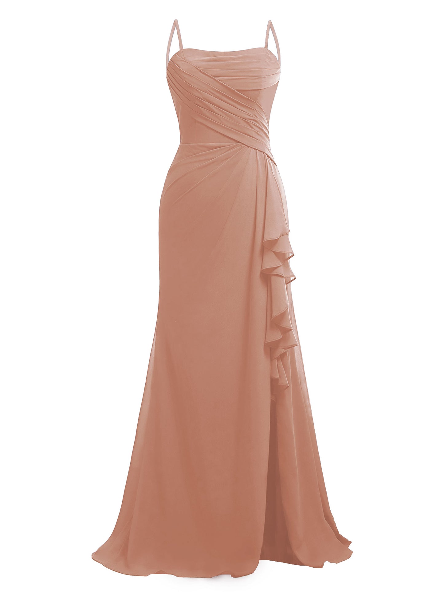 Ruffle Chiffon Bridesmaid Dresses for Women Pleated Ruched Formal Prom Party Dress