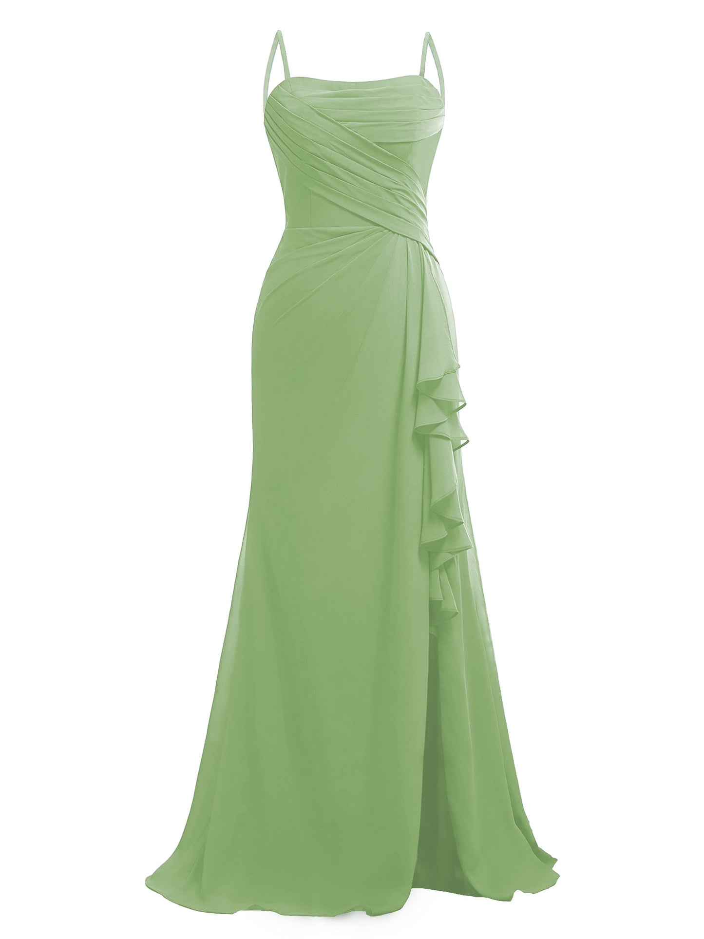 Ruffle Chiffon Bridesmaid Dresses for Women Pleated Ruched Formal Prom Party Dress