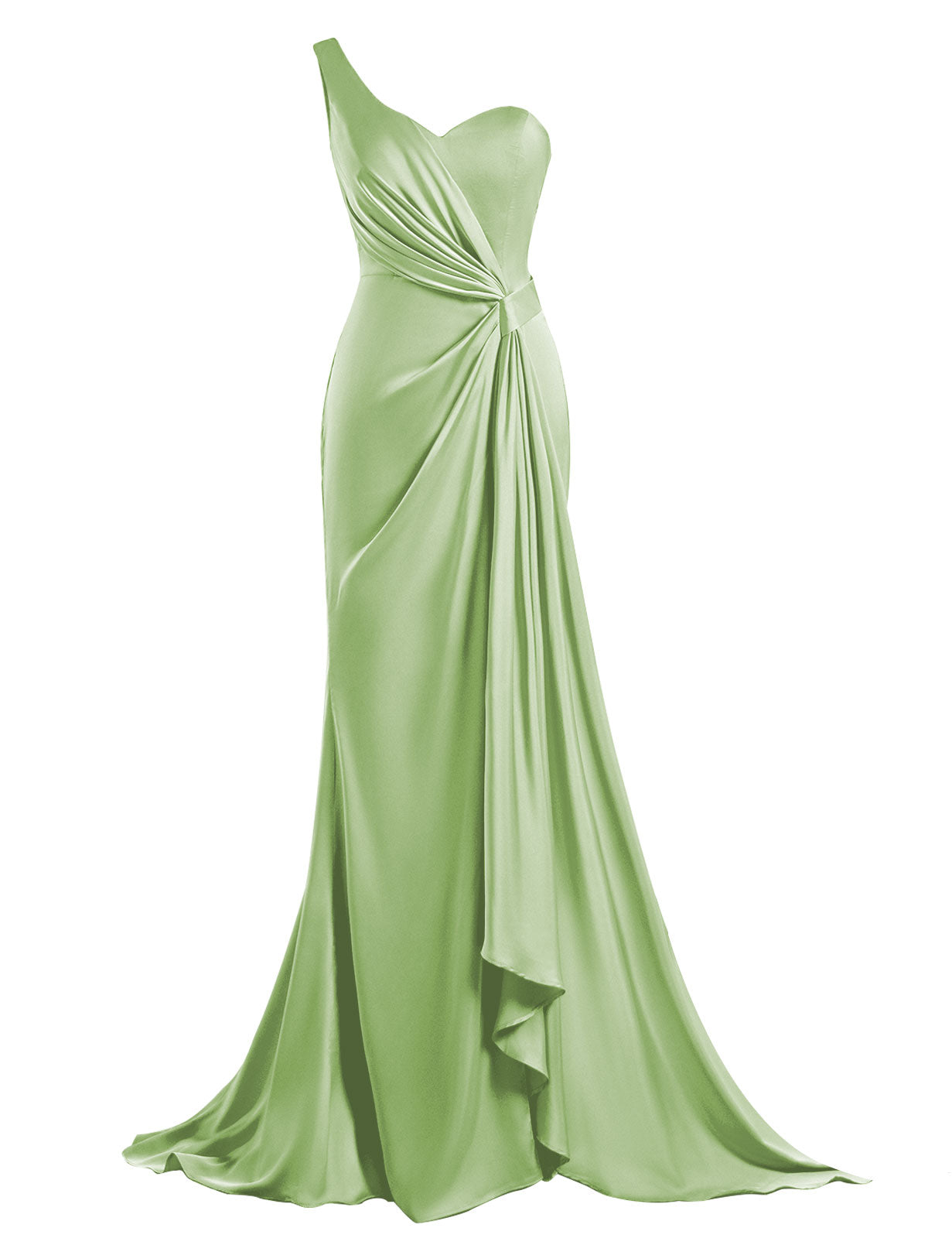 One Shoulder Bridesmaid Dresses Mermaid Satin Prom Dress 2025 Long Ruched Bodycon Evening Party Gowns with Slit