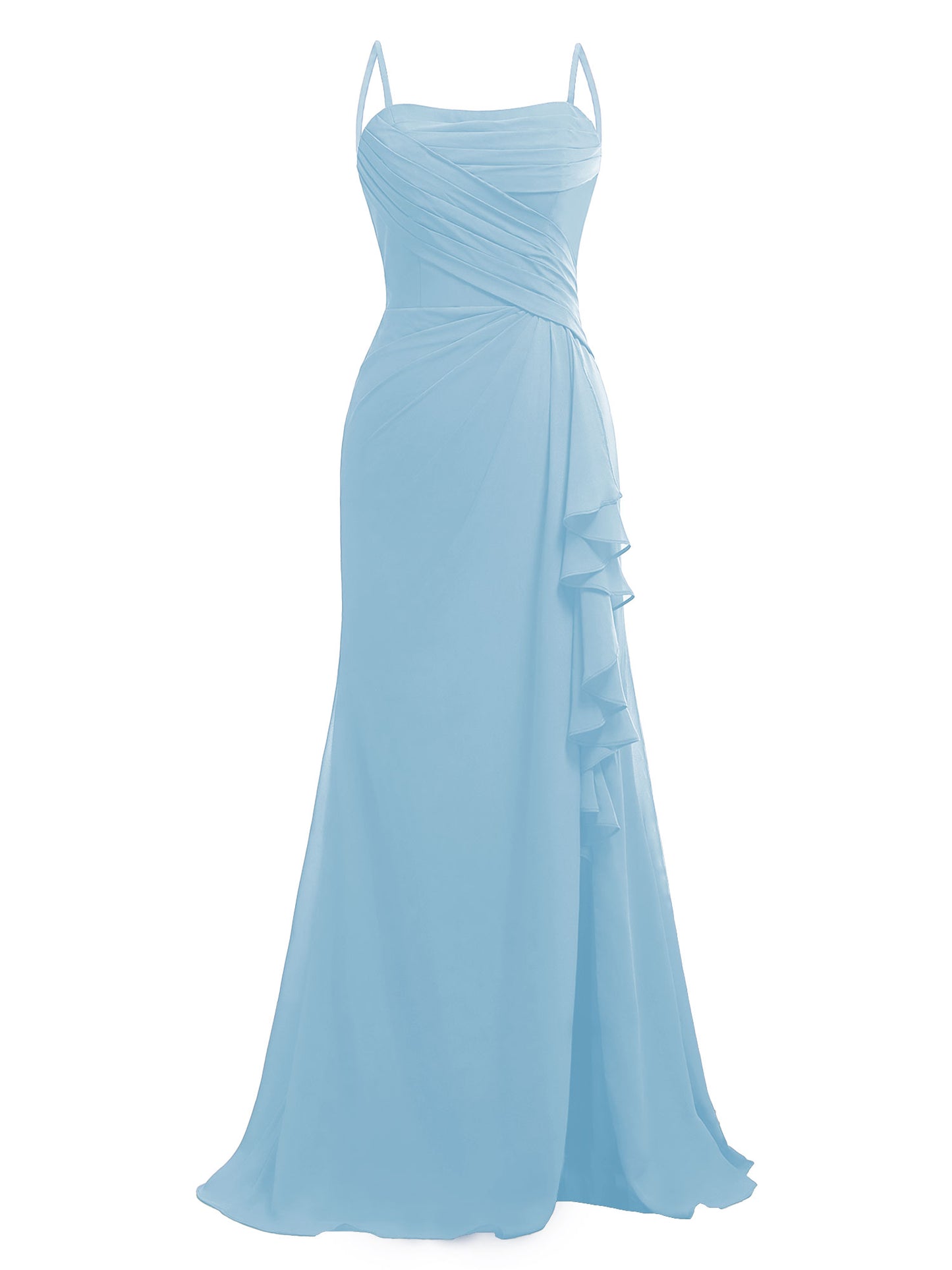 Ruffle Chiffon Bridesmaid Dresses for Women Pleated Ruched Formal Prom Party Dress