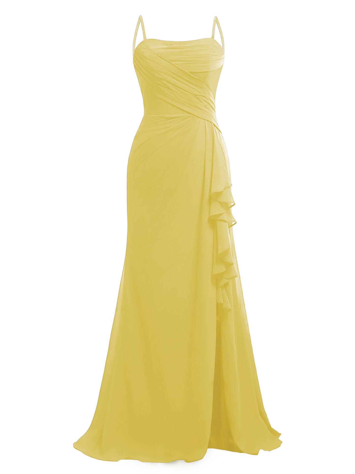 Ruffle Chiffon Bridesmaid Dresses for Women Pleated Ruched Formal Prom Party Dress