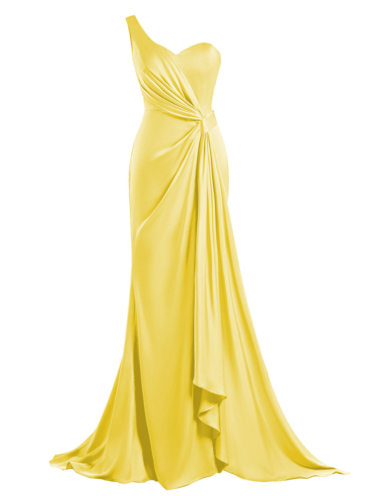 One Shoulder Bridesmaid Dresses Mermaid Satin Prom Dress 2025 Long Ruched Bodycon Evening Party Gowns with Slit