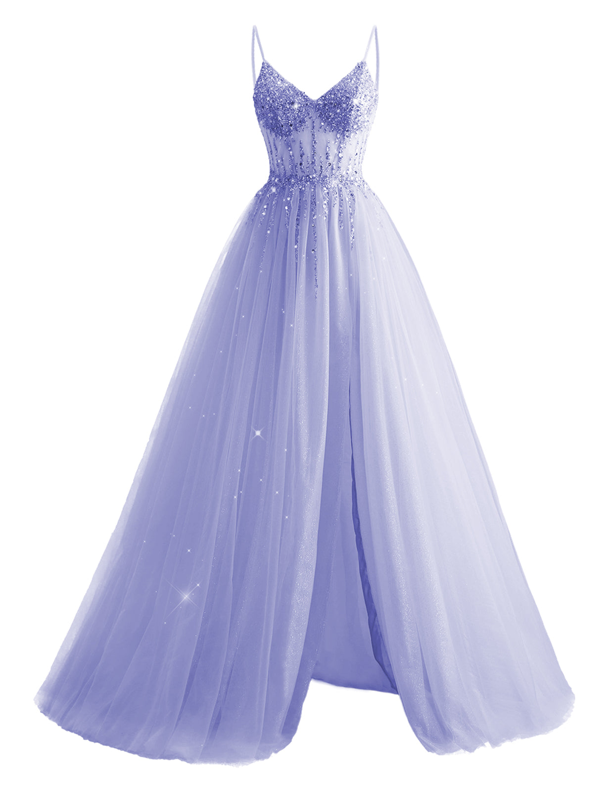 Tulle Prom Dresses for Teens 2025 Spaghetti Straps Long Ball Gown with Slit