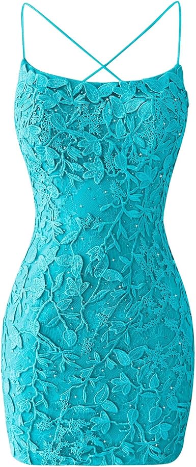 Lace Homecoming Dresses for Teens Tight Short Prom Dress Spaghetti Straps Cocktail Party Dresses