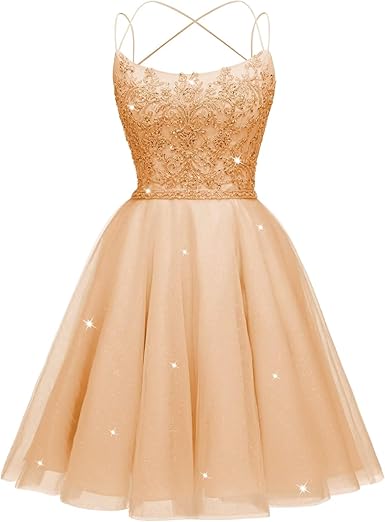 Tulle Homecoming Dresses 2025 Sparkly Short Prom Dresses Spaghetti Straps A-line HOCO Dresses