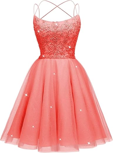 Tulle Homecoming Dresses 2025 Sparkly Short Prom Dresses Spaghetti Straps A-line HOCO Dresses