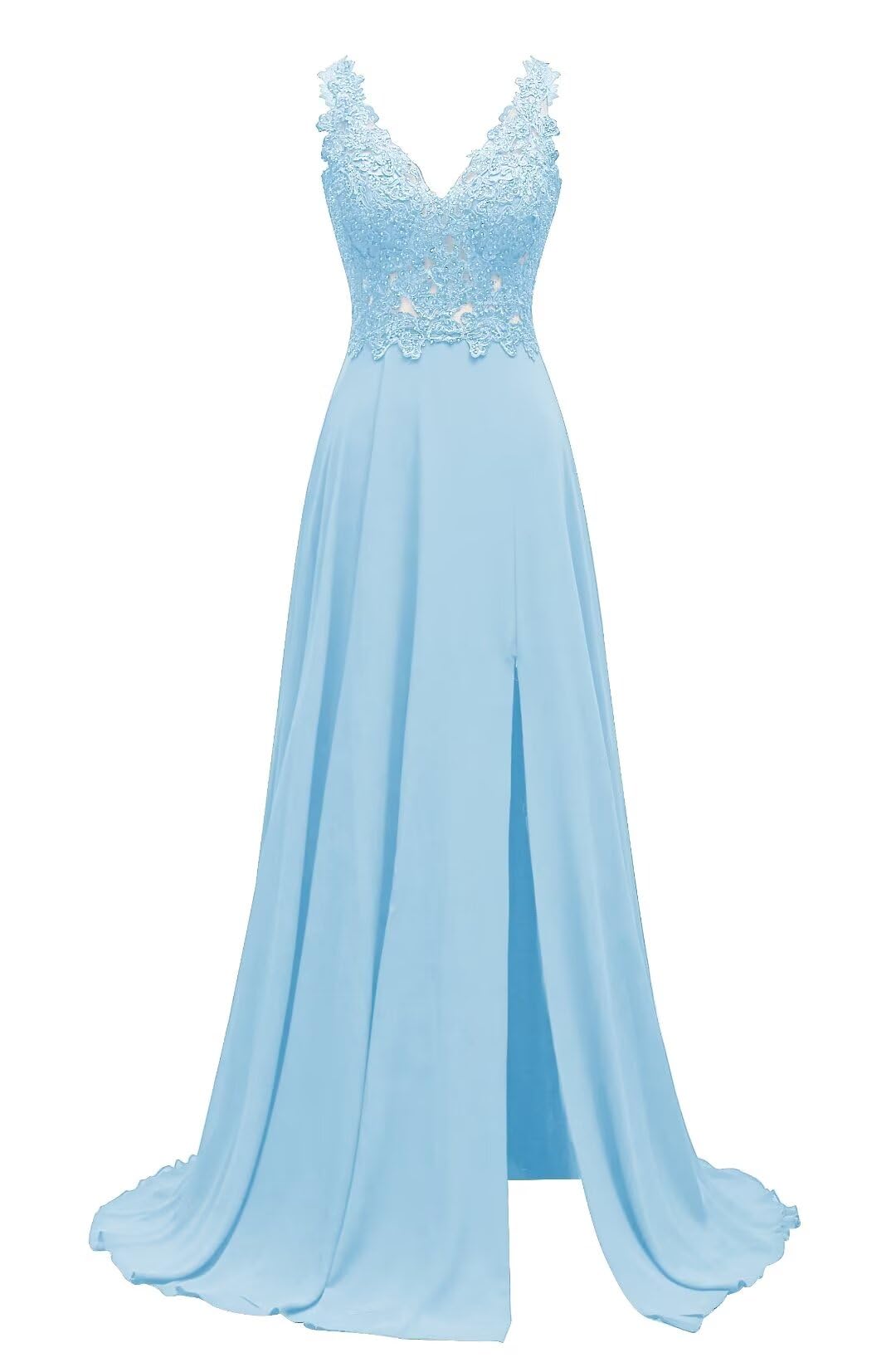 Lace Appliques Chiffon Bridesmaid Dresses 2025 Long Beaded Prom Dress A Line Formal Party Evening Gowns with Slit for Women