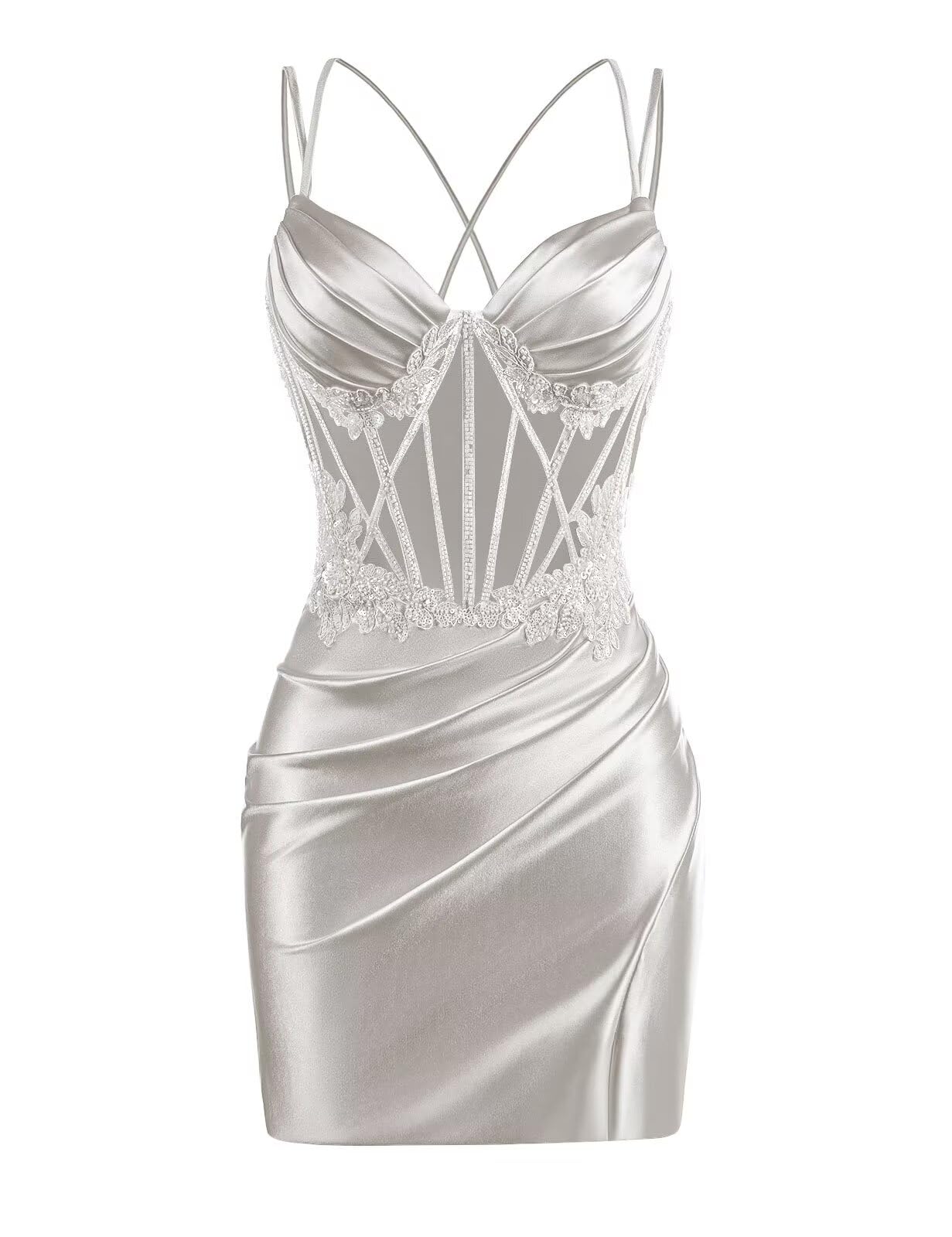 V Neck Satin Homecoming Dresses 2025 Mermaid Prom Dress Short Tight Cocktail Dress for Women