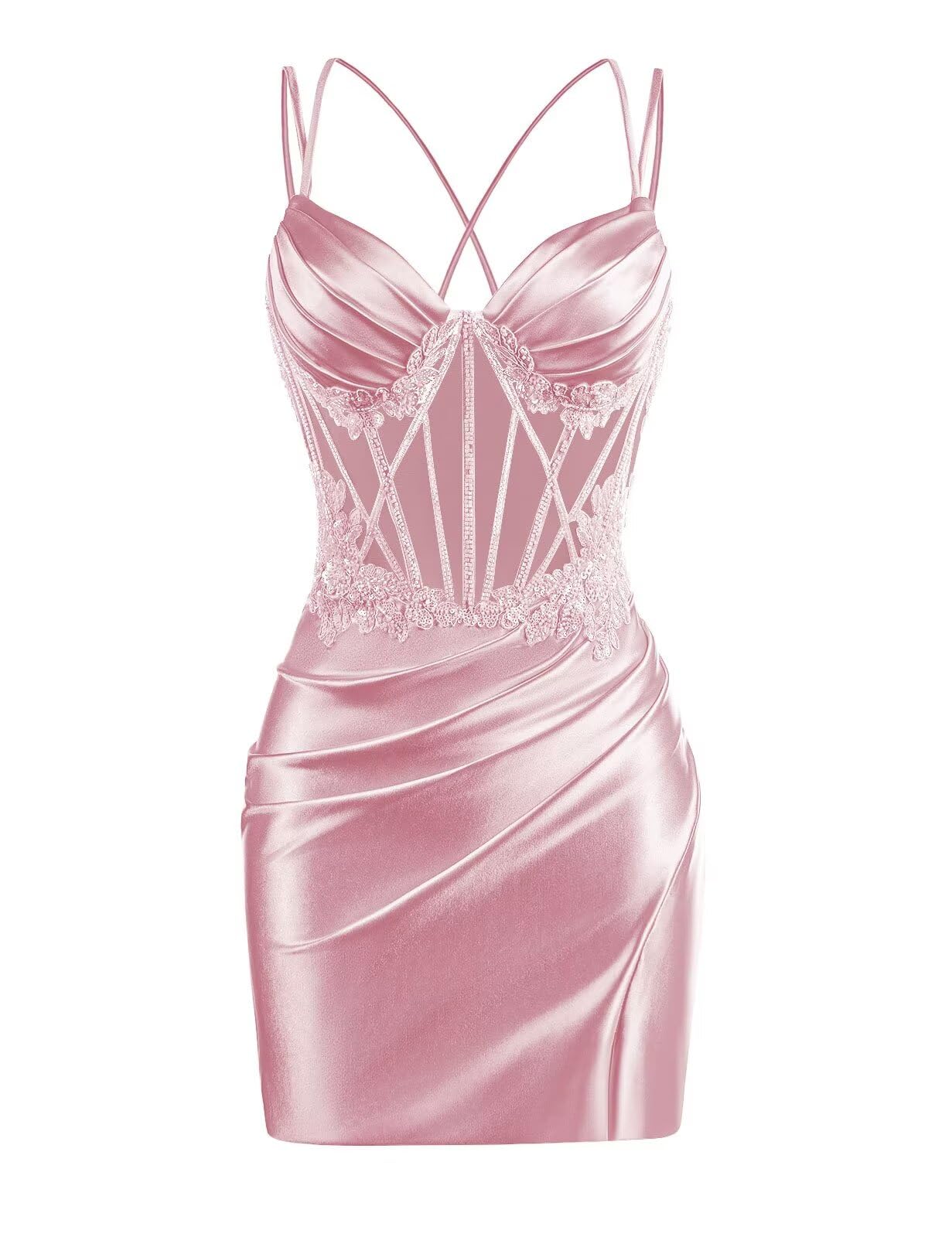 V Neck Satin Homecoming Dresses 2025 Mermaid Prom Dress Short Tight Cocktail Dress for Women