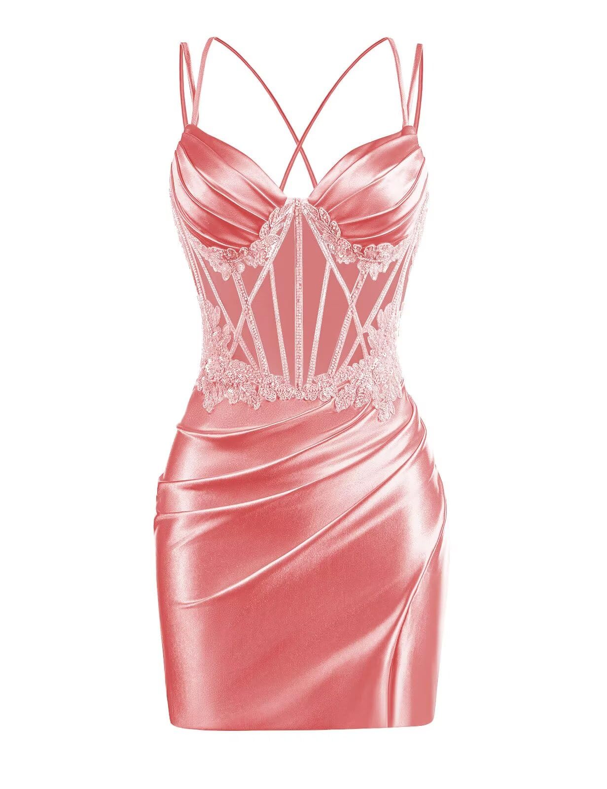 V Neck Satin Homecoming Dresses 2025 Mermaid Prom Dress Short Tight Cocktail Dress for Women